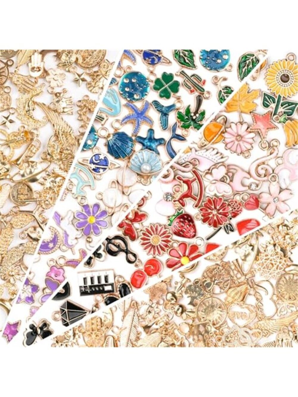 Sistenia 200PCS Charms for Jewelry Making, Bag Charms Bulk Mixed Color Gold